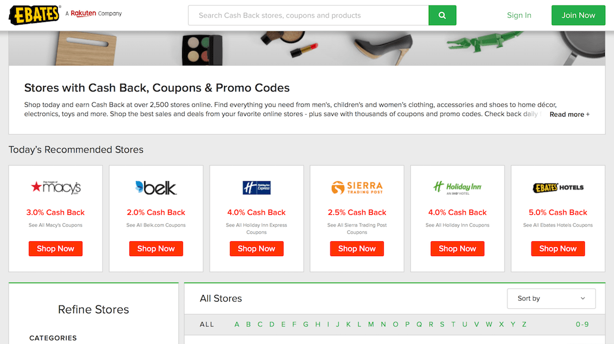 Ebates.com stores